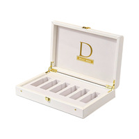 Boîte cadeau de luxe en cuir PU blanc pour parfum, avec logo personnalisé, emballage pour cosmétiques et huiles essentielles, boîte en cuir à charnière