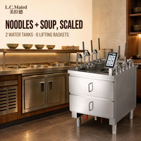 Cuiseur à pâtes intelligent à six fonctions en acier inoxydable avec écran tactile, machine de cuisson commerciale