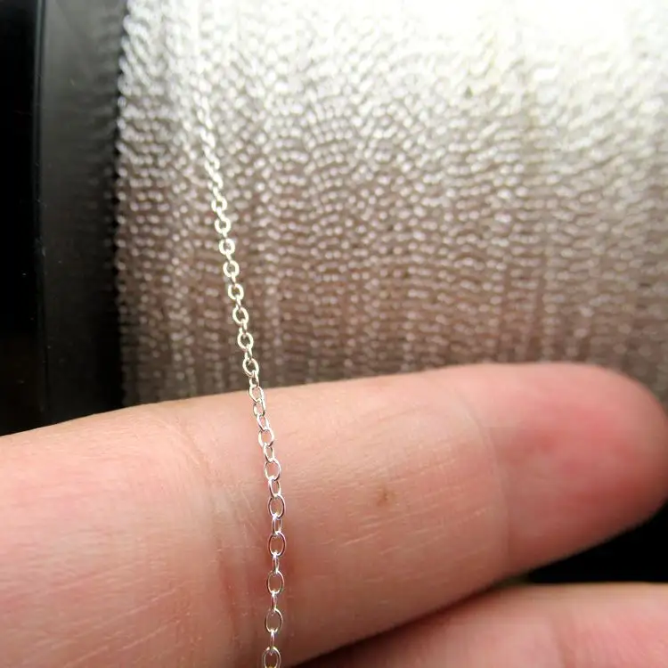 Colar de prata esterlina 925 com corrente em forma de O DIY, 1 metros, correntes cruzadas para pulseiras, componentes de fabricação de joias