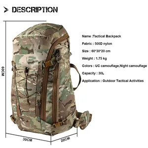 30L 500D Nylon MOLLE Outdoor Large Capacity Hiking Bag Waterproof Durable Assault Pack 45L Tactical Backpack