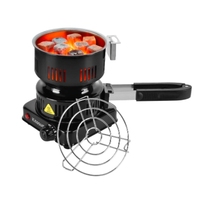 Estufa eléctrica de arranque de carbón de coco, placa caliente, quemador de carbón más rápido duradero, 120V ~ 600W con mango, parrilla y estante de acero inoxidable