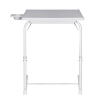 Table de chevet pliable pour ordinateur portable extensible noir et blanc Table TV pliante avec porte-gobelet plateau de Table de lit Portable
