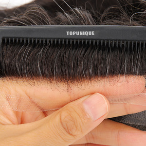 Prothèse capillaire Holly Wood pour hommes, en cheveux naturels, avec base en dentelle et système de remplacement en PU à peau fine, 100% cheveux humains - Product Image 4