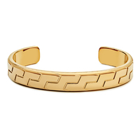 Bracelet manchette géométrique gravé CNC de précision pour homme, plaqué or PVD 18 carats, en acier inoxydable 316L, fabrication usine de bijoux
