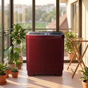 Lave-linge semi-automatique à deux cuves de 14 kg avec fonctions de lavage, d'essorage et de séchage pour un nettoyage efficace du linge familial - Product Image 1