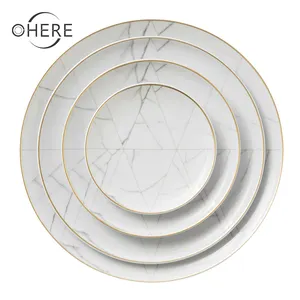 Aparelho de jantar personalizado, conjuntos de mesa de jantar de luxo branco casamento conjunto de louça de mármore