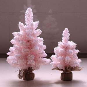 Sapin de Noël artificiel rose en PVC de haute qualité avec effet floqué, résistant aux flammes, pour la décoration intérieure - Product Image 1