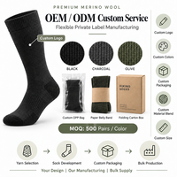 Chaussettes de compression de randonnée en laine mérinos OEM personnalisées 15-20 mmHg, fabricant de chaussettes d'extérieur, logo personnalisé, marque privée
