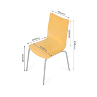 Chaises de salle à manger, de bureau ou de formation, style moderne, corps jaune, métal et bois, sans roulettes