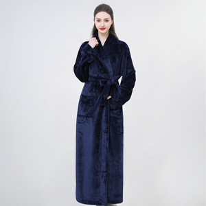 Accappatoio di flanella donna europeo americano spesso <span class=keywords><strong>camicia</strong></span> <span class=keywords><strong>da</strong></span> <span class=keywords><strong>notte</strong></span> lunga per l'autunno inverno modello solido - Product Image 3