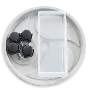 K233 Grand pot de fleurs en plastique carré blanc et gris durable <span class=keywords><strong>pour</strong></span> l'extérieur Plateaux de transport <span class=keywords><strong>pour</strong></span> soucoupes <span class=keywords><strong>à</strong></span> <span class=keywords><strong>roulettes</strong></span> - Product Image 2