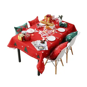 批发圣诞布艺桌布涤纶矩形圆形彩色桌布晚宴装饰桌布