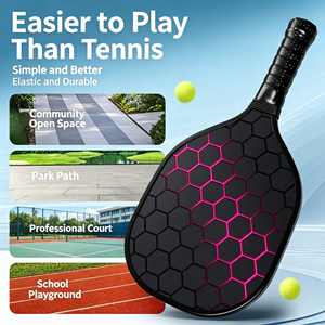 Palas de Pickleball Negras con Patrón Hexagonal, Agarre Antideslizante, Forma Estándar, Juego de 2 Piezas para Adultos, para Todas las Estaciones - Product Image 2