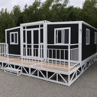 SUNRISE Maison préfabriquée mobile de luxe de haute qualité de 40 pieds, extensible, bureau temporaire, maisons conteneurs extensibles avec terrasse