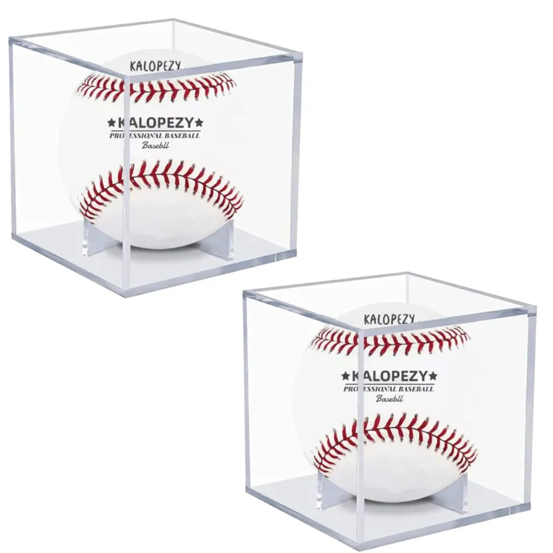 4 Pack Acrylic Baseball Display Case UV Protected Lucite Display Boxes Clear Acrylic Baseball Cube Memorabilia Showcase