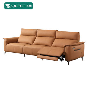 Juego de sofá de módulo de Hotel de muebles para el hogar de sala de estar de lujo, sillón reclinable eléctrico de cuero genuino moderno, sofás de 3 plazas naranjas - Product Image 3