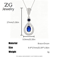 Collier pendentif goutte d'eau en zircon bleu délicat ZG, couleur argent, bijou solitaire à breloque en forme de goutte