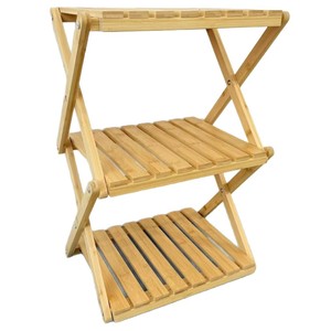 Three Tier Bamboo Storage <b>Rack</b> For Kitchen Bathroom Bedroom Living Room Indoor Use Durable Versatile Standing <b>Shelf</b> - Product Image 2