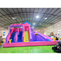 Toboggan aquatique gonflable combiné 3 toboggans, piscine à jets d'eau, canon à eau, parc aquatique, location pour fêtes d'enfants, PVC robuste de qualité commerciale