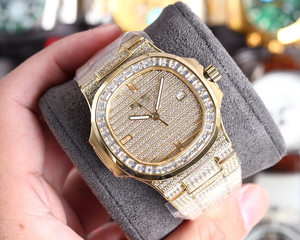 Montre mécanique haut de gamme Patek Philippe entièrement sertie de diamants, mouvement à remontage automatique, pour homme et femme - Product Image 5