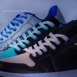 Silver wire gradient 8MM wide flat polyester <b>shoelaces</b> customized hot selling for casual sports shoes wholesale - Product Image 3