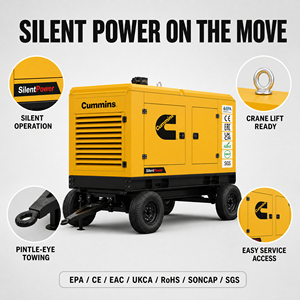 เครื่องกำเนิดไฟฟ้าดีเซล Cummins Weichai Yuchai Shangchai แบบเงียบ 100kVA 3 เฟส พร้อมระบบลดเสียงรบกวน ติดตั้งบนรถพ่วงได้ ควบคุมแบบดิจิตอล - Product Image 2