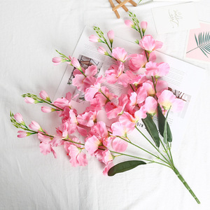 Fleurs artificielles en soie Huaien, orchidée épée gaufrée semi-faites à la main, pour décoration de mariage, maison, extérieur et accessoires de photographie – Direct Usine - Product Image 1