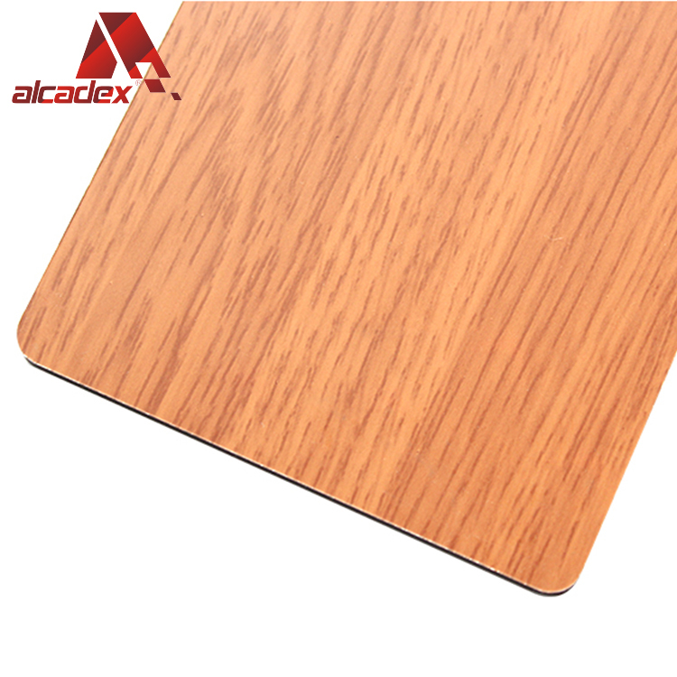 2-6mm conception de façade de mur rideau panneau en bois modèle en aluminium D'ACM composite panneau en plastique