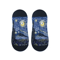Chaussettes en coton doux OEM, respirantes de haute qualité, à l'huile, Art de ciel étoilé, unisexes, vente en gros,