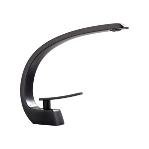 <span class=keywords><strong>Robinet</strong></span> de lavabo moderne en laiton massif noir mat, mitigeur monocommande eau chaude et froide, à poser sur le plan de travail - Product Image 6