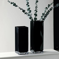 Vase carré en verre droit, texturé vertical côtelé effet glacier, en verre sodocalcique, pour hydroponie, décoration de table de mariage, vente en gros