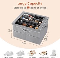 Boîte de rangement pour chaussures multifonction avec poignées rigides, organisation des chaussures, boîte de rangement pour chaussures à 16 compartiments