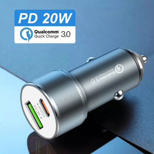 <span class=keywords><strong>Chargeur</strong></span> de <span class=keywords><strong>voiture</strong></span> USB haute vitesse 25W à charge rapide PD, QC3.0, en alliage d'aluminium et matériau PC ignifuge, 1 sortie USB et Type-C 5V3A - Product Image 2