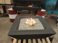 Nouvelle table de foyer au gaz carrée en acier au carbone de haute qualité pour terrasse extérieure, personnalisable, avec télécommande