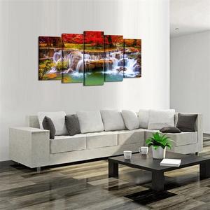 Impresión <span class=keywords><strong>de</strong></span> Arte en Acuarela <span class=keywords><strong>de</strong></span> Paisaje Moderno Personalizado, 5 Piezas, Decoración <span class=keywords><strong>para</strong></span> el Hogar, Impresiones <span class=keywords><strong>de</strong></span> Póster, Decoración <span class=keywords><strong>de</strong></span> Pared con Cascada Natural - Product Image 4