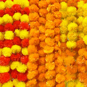 Bán Buôn Diwali Cúc Vạn Thọ <span class=keywords><strong>Garland</strong></span> 5 Pcs của 5 Chân Dài Sợi Nhân Tạo Cúc Vạn Thọ Hoa Cho Ấn Độ Pooja Cưới Giáng Sinh - Product Image 5