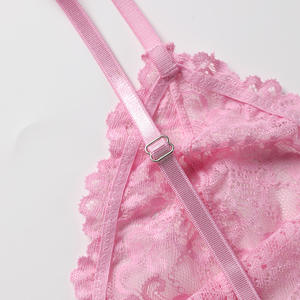 Conjunto de Lencería de Encaje Estilo Europeo Americano, Sexy, Transpirable, Sin Costuras, Sujetador Sin Varillas, Tirantes Ajustables, Tejido de Nailon - Product Image 5