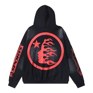 <span class=keywords><strong>Felpa</strong></span> autunnale Yousi con cappuccio in spugna lavata con Logo con lettere di fiamma stampato ampio stile Street ODM LOGO frontale lavorato a maglia - Product Image 4