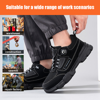 Chaussures de sécurité légères noires GUYISA avec boucle intelligente, anti-écrasement, anti-perforation, bottes de travail fournies par l'usine pour l'été
