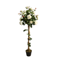 Nouveau Design Plantes 120cm Mariage Hôtel Décoration Intérieur Artificiel Multicolore Rose Arbre avec Pot En Plastique Fabricant