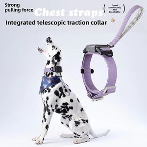 Verstellbares integriertes tragbares automatisches Leinen halsband für Hunde Einziehbares Nylon-Traktion sseil Pet Walking Polyester Print - Product Image 6