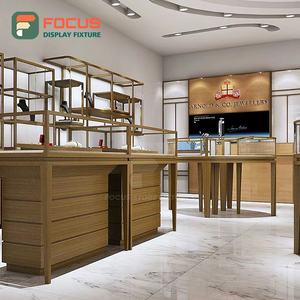 Vitrina Moderna Premium para Joyería de Vidrio con Marco Metálico, Mostrador de Madera e Iluminación LED para Centro Comercial - Product Image 3