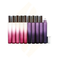 Vente en gros emballage cosmétique exclusif de 10ml 1/3 oz en verre dégradé coloré rose violet sur une bouteille de parfum à bille roulante