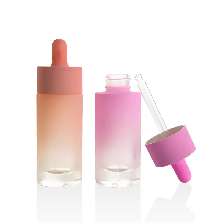 Flacon compte-gouttes en verre personnalisé, couleur pêche rose 30 ml flacon compte-gouttes de sérum en verre 30 ml flacon compte-gouttes d'huile essentielle