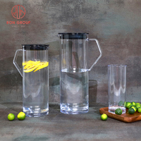 Bouilloire en plastique transparente et écologique en PC acrylique résistant à la chaleur avec couvercle et poignée pour thé, jus et eau – Idéale pour les fêtes et restaurants