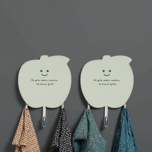 MONR Ensemble de patères multifonctions en métal Outil de suspension auto-adhésif en forme de pomme avec boîte emballée - Product Image 1