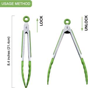 Pinzas de Cocina de Acero Inoxidable 430 y Silicona de 7 Pulgadas, Resistentes al Calor, con Bloqueo, para Servir Filetes y Alimentos - Product Image 3