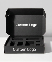 Boîte cadeau en carton ondulé noir avec logo personnalisé, certifiée FSC, écologique, emballage rigide pour produits, boîte d'expédition personnalisée