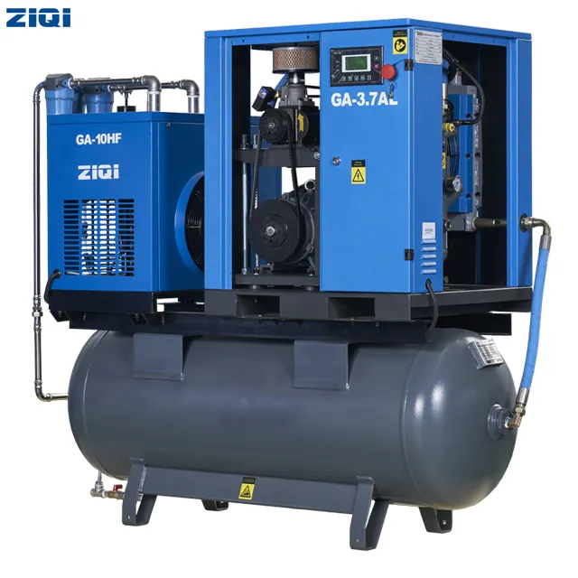 3.7kw 5HP Full Feature Compact Built-in One Single Phase Rotary Screw Air Compressor with Tank Air Dryer and Filter