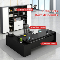 Bureau de direction moderne noir en forme de L pour PDG, directeur, président - Mobilier de bureau commercial